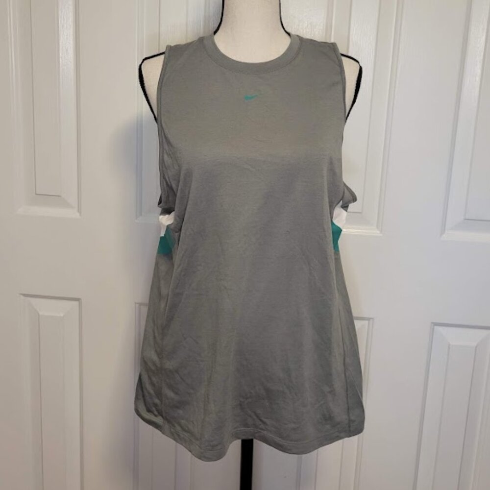 Nike Dri-FIT Gray Teal Sleeveless Workout Tank Top M